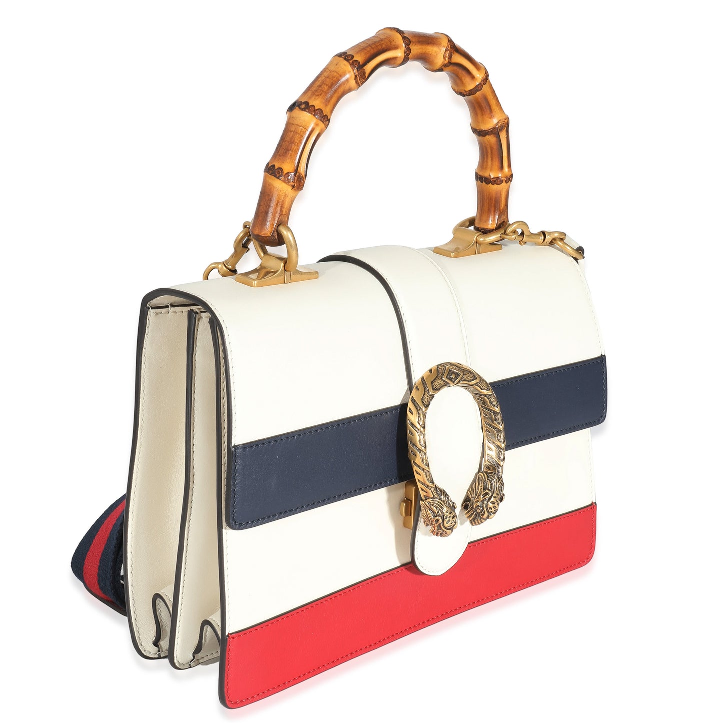 GUCCI - Red White Blue Calfskin Medium Dionysus Bamboo Top Handle