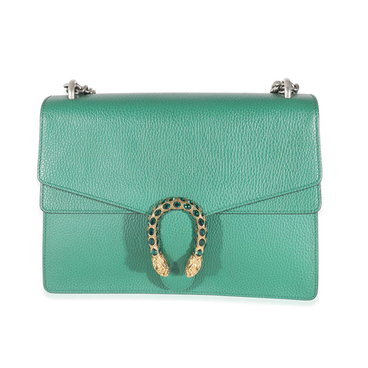 GUCCI - Emerald Green Pebbled Leather Medium Dionysus